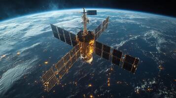 Orbiting the planet, the satellite utilizes solar panels to gather energy while providing crucial telemetry data and enhanced positioning capabilities for navigation systems. photo