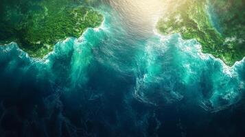 High-resolution satellite monitoring reveals dynamic interactions between coastal ecosystems and oceanic waters. The imagery showcases detailed geospatial data for analysis and environmental study. photo