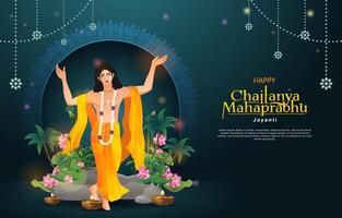 happy Chaitanya Mahaprabhu Jayanti background with colorful background , with elegant gradient concept vector