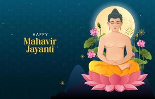 Happy Mahavir Jayanti Background with horizontal concept vector