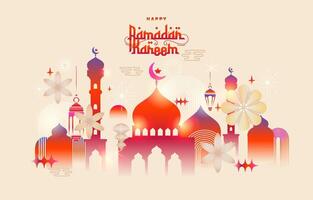 modern abstract style Ramadan kareem background with colorful designs vector