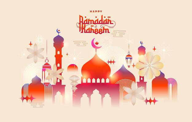 modern abstract style Ramadan kareem background with colorful designs