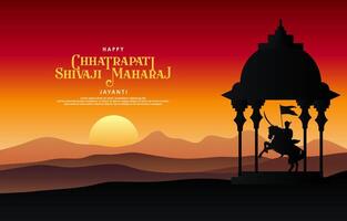 Happy Chhatrapati Shivaji Maharaj Jayanti with mountain background vector