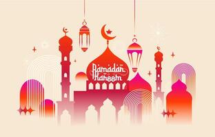 Ramadan kareem background with colorful designs vector