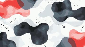 a black and white abstract pattern with red and white shapes vector