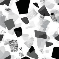 abstract seamless pattern with black and white abstract shapes vector