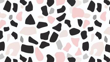 a black and white pattern with pink and gray shapes vector