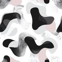 abstract seamless pattern with black, white and pink shapes vector