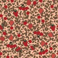 Made of leopard cherry and strawberry seamless pattern vector