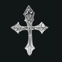 Crucifix black isolated hand drawn design vector