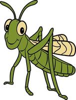 Cute Cartoon Grasshopper Smiling Insect Illustration vector