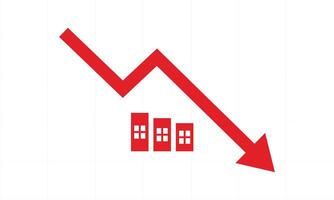 Red Graph Showing Declining Real Estate Market vector