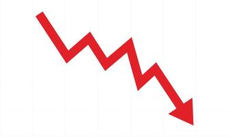 Red downward trend graph showing a decline in value vector