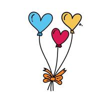 A cartoon drawing of three heart shaped balloons vector
