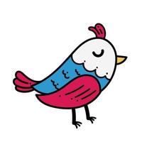 A cartoon bird with a red and blue beak vector