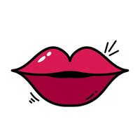 A red lips icon on a white background vector