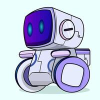 Futuristic Cartoon robotic character for tech-themed designs, chatbot concepts, and playful AI-related projects Electronic equipment and humanoid animation concept isolated on background vector