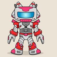 Red Futuristic Cartoon robotic character detailed robot for tech-themed designs, chatbot concepts, and playful AI-related projects vector