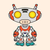 Orange Futuristic Cartoon robotic character detailed robot for tech-themed designs, chatbot concepts, and playful AI-related projects vector