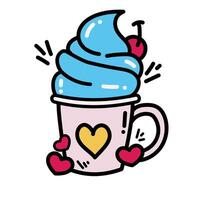 A cup of ice cream with a heart on top vector