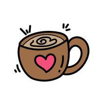 A cup of coffee with a heart on top vector