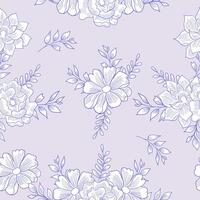 Seamless Pattern with Anemone and Aster Flower vector