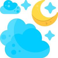 Partly Cloudy Night Flat Element Style vector