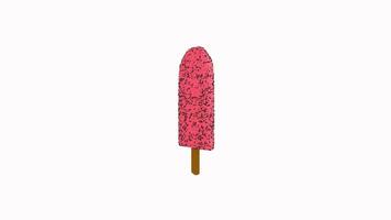 Pink ice cream bar covered with sprinkles isolated on white background video