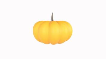 Yellow pumpkin with carved face isolated on white background video