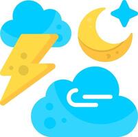 Thunderstorms Night Flat Element Style vector