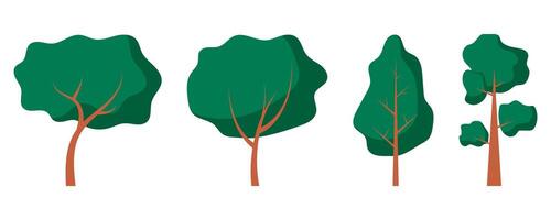 collection of flat or cartoon design illustrations of trees vector