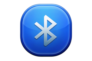 Minimalistic Bluetooth symbol icon in glossy blue design, perfect for representing wireless communication technology png