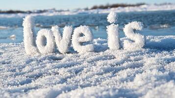 Love is the word written in the snow photo