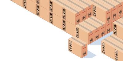 DELIVERY OF GOODS ILLUSTRATION, STACK OF LARGE BOX WITH HANDLE, COPY SPACE AT BOTTOM LEFT vector