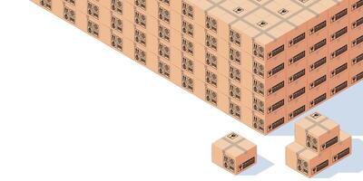 DELIVERY OF GOODS ILLUSTRATION, STACK OF MEDIUM BOX, COPY SPACE AT BOTTOM LEFT vector