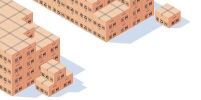 DELIVERY OF GOODS ILLUSTRATION, STACK OF SMALL BOX WITH HANDLE, COPY SPACE AT BOTTOM RIGHT vector