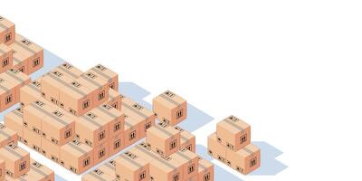 DELIVERY OF GOODS ILLUSTRATION, STACK OF SMALL SQUARE BOX, COPY SPACE AT TOP RIGHT vector