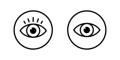 Eye, view icon on circle line. Eyesight vision sign symbol vector