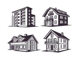 Minimalist House and Building Silhouettes for Design and Art vector