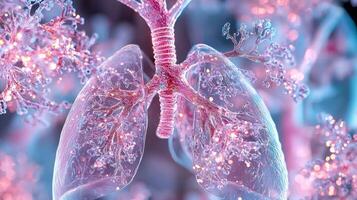 Lungs are shown in pink and blue photo