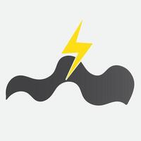 yellow lightning dark cloud icon flat style vector
