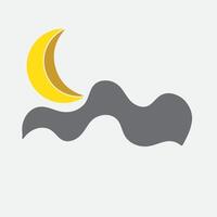 dark cloud icon with crescent moon flat style vector