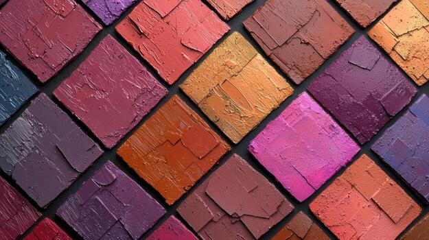 Colorful paint on a wall with a diamond pattern photo