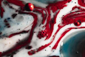 Macro world and texture of liquid with the addition of paint. photo