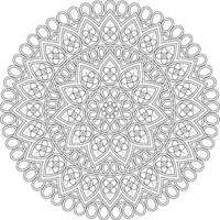 Star-Inspired Floral Mandala with Repeating Patterns Black and White Illustration coloring pages vector