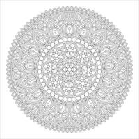 Mandala with Repeating Floral and Leaf Pattern coloring page vector