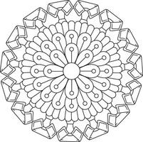Intricate Mandala with Floral and Geometric Patterns Coloring Page vector