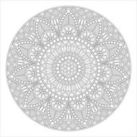 Floral Mandala with Intricate Patterns Black and White Outline vector