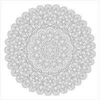 Ornate Mandala with Repeating Circular and Petal Elements Black and White Illustration vector
