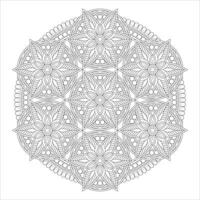 Star Inspired Floral Mandala with Repeating Patterns Black and White coloring pages vector